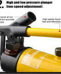 Close-up of high and low pressure plunger on Heavy Duty Manual Hydraulic Pipe Bender With Six Dies For 22 To 60 Mm Pipes 16 Ton Output 230 Mm Stroke Bend Wall Thickness 2.75 To 4.5 Mm For Piping Construction