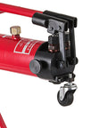 Manual Hydraulic Pipe Bender And Tube Bending Machine For One Half To Two Inch Tubes shown with wheels for mobility