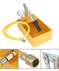 Hydraulic Pressure Test Pump, 2.5Mpa 25KG Manual Hydraulic Water Pressure Test Pump, Pipeline Tester Tool, yellow pump with hose and gauge