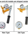 Hydraulic Pressure Test Pump, 2.5Mpa 25KG Manual Hydraulic Water Pressure Test Pump, new and old models side by side.