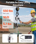 Manual Lever Chain Hoist 0.25 Ton Heavy Duty Come Along 10ft G80 Chain Dual Pawl Brake 360 Degree Hooks For Warehouse