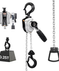 Manual Lever Chain Hoist 0.25 Ton Heavy Duty Come Along 10ft G80 Chain Dual Pawl Brake 360 Degree Hooks For Warehouse