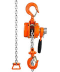 Side view of Manual Lever Chain Hoist 1/2 Ton 1100 Lbs Capacity 5 Ft Come Along G80 Galvanized with Dual Pawl Brake and 360° Hook.