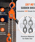 Manual Lever Chain Hoist 1/2 Ton 1100 Lbs Capacity 5 Ft Come Along G80 Galvanized Dual Pawl Brake and 360 Degree Hook details