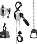 Manual Lever Chain Hoist Quarter Ton 550Lb Capacity With 5 Ft Lift G80 Chain Dual Pawl Brake 360 Rotating Hooks, close-up view