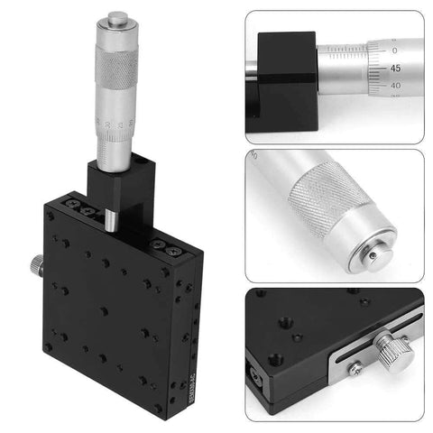✝️ Linear Stages 80 * 80mm,Manual Slide Table Trimming Linear Stage,X Micrometer Differential Head,Linear,Cross Roller Type,black material