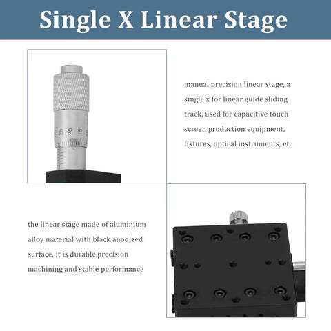 Manual Linear Stage,Cross Roller X Axis Micrometer Fine Tuning Slide Table,60x60mm Precision Optical Trimming Station