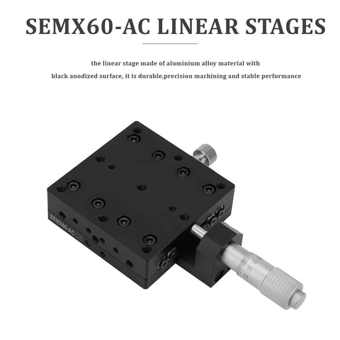 Manual Linear Stage,Cross Roller X Axis Micrometer Fine Tuning Slide Table,60x60mm Precision Optical Trimming Station aluminum