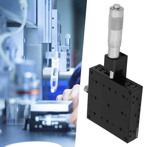 ✝️ Linear Stages 80 * 80mm,Manual Slide Table Trimming Linear Stage,X Micrometer Differential Head,Linear,Cross Roller Type,Stroke: ±12.5mm,Load Resistance: for CNC axis motion