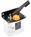 Manual Lubricating Pump Right Hand 0.6L Tank for CNC Machine Tools with black lever and orange cap, front-side view