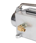 Close-up of Heavy Duty Manual Oil Pump For CNC Machines And Milling Lathes, 500cc aluminum alloy with brass fitting and discharge valve.