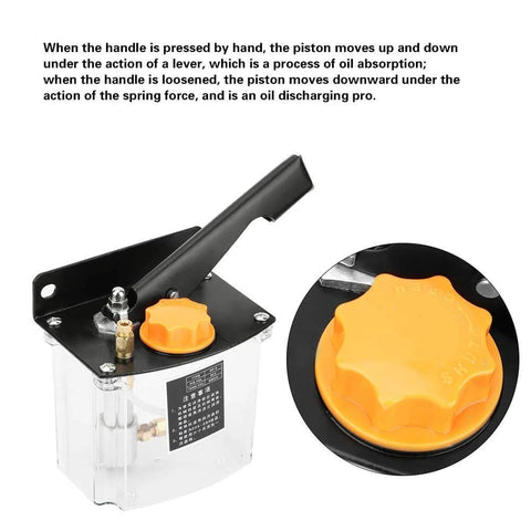 Manual Lubricating Oil Pump 650cc Right Hand Operated Oiler with orange cap for CNC machines