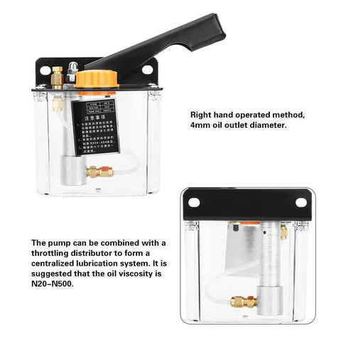Manual Lubricating Oil Pump 650cc Right Hand Operated Oiler for CNC Punching Lathe Milling Machine 4mm high capacity pump
