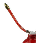 Easy Grip 400ml Manual Oiler Can With Red Lever For Precise Lubrication, showing flexible hose close-up.