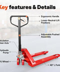 Heavy Duty Manual Pallet Jack Workhorse For Industrial Use With 5500 Lb Capacity And 48 Inch By 27 Inch Forks Durable PU Wheels Standard Duty Forklift For Warehouse And Factory Tasks NORTHSKY with ergonomic handle and hydraulic pump.