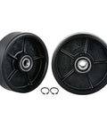 Manual pallet jack steering wheels set 7 x 2 inch with pre installed bearings, black polyurethane tread on cast iron, includes fasteners