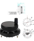 Pro Grade Handwheel Pulse Encoder For CNC Mills And Router Control, 60mm Diameter, 100PPR, 5V, Black with technical drawings