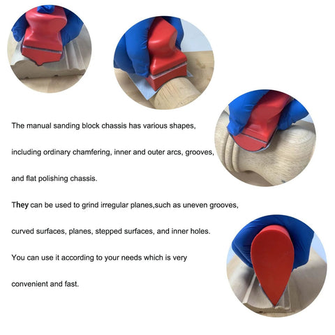 Using 16 Piece Hand Sanding Block Set With Assorted Contoured Shapes And Hook And Loop on various wooden surfaces