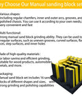16 Contoured Sander Blocks With 40 Sheet Sandpaper For Woodworking Moldings displayed on informational chart