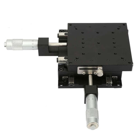 ✝️ Linear Stage, SEMY100-AC 100 * 100 * 40mm Micrometer Manual Slide Table Trimming Cross Roller XY Linear Stage front view