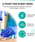 Five Pack Manual Suction Pump For Cupping Therapy Sets Pro Grade in use with gloves demonstrating strong suction and adjustable features
