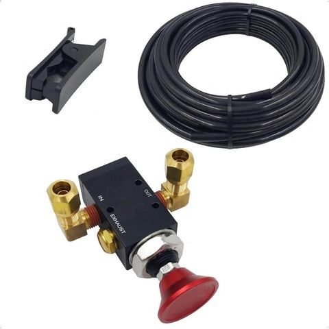 PartLogix Three Way Push Pull Manual Tailgate Dump Air Valve Kit For Semi Trailer Axle with exhaust silencer and tubing