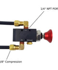 PartLogix Three Way Push Pull Manual Tailgate Dump Air Valve Kit showing NPT ports and compression fittings
