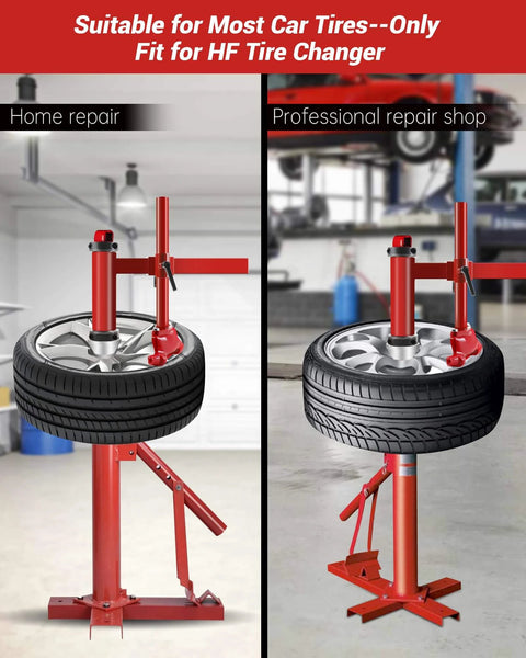 Bearing Manual Tire Changer Duck Head Adapter Kit with Silver Cone in garage setting, compatible with most car tires, HF fit