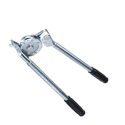 Manual aluminum half inch pipe tube bender for copper plumbing, heavy-duty carbon steel, 0-180 degree adjustment, UK tool.