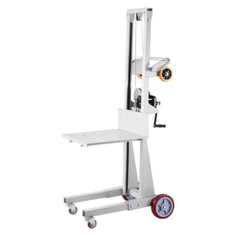 Material Lift Winch Stacker For Warehouse Use 400 Lb Capacity Pallet Truck Dolly 51.1 Inch Max Lift Height Manual Winch Stacker