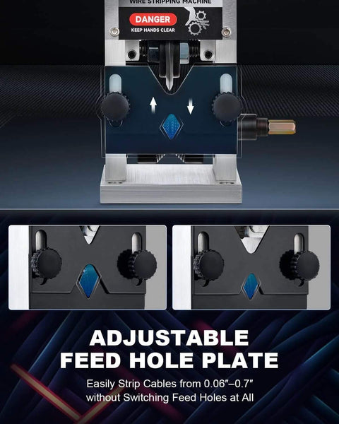 Manual Wire Stripper Machine For Scrap Wires 0.06 To 1 Inch And 1.5 To 25 Mm Range Drill Powered Cable Stripper close-up view