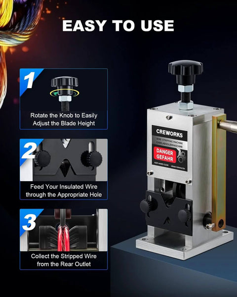 Manual Wire Stripper Machine For Scrap Wires 0.06 To 1 Inch And 1.5 To 25 Mm Range Drill Powered Cable Stripper setup guide