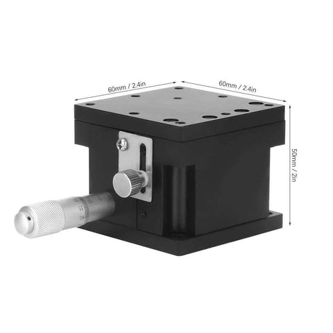 Manual Z Linear Stage 2.4*2.4in, Micrometer Fine Tuning Bearing Slide Table, Precision Trimming, Black Aluminum