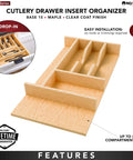 Natural Maple Right Size Utensil Insert Home Storage Kitchen Organizer 7 Compartment Drawer Accessory, 10-1/4" x 19-1/2, 4WCT-15SH-1