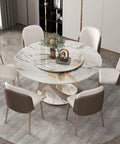 Dining table with heavy duty aluminum turntable bearings swivel plate, 10 inch diameter, featuring polished ball bearings for rotation.