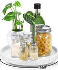 360 Degree Turntable Lazy Susan for Tabletop and Cabinet Organization Marble Round Tray 10.63 Inch Non Slip with jars and bottle