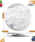 12 inch marble lazy susan turntable made from natural marble, rotating tray with smooth surface for kitchen and tabletop use.