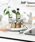 360 Degree Turntable Lazy Susan for Tabletop and Cabinet Organization Marble Round Tray with spices on kitchen counter