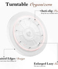 360 Degree Turntable Lazy Susan for Tabletop and Cabinet Organization Marble Round Tray non-slip base and raised edges