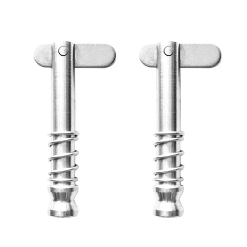 Two boat bimini quick-release pins in marine-grade 316 stainless steel with drop cam and spring