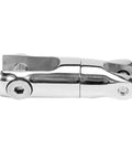 Stainless steel anchor rotating connector swivel, side view, for 6-8 mm boat chain; double-joint deck hardware