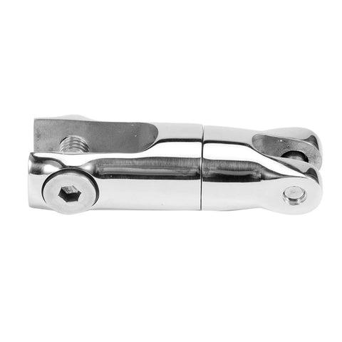 Stainless steel anchor rotating connector swivel, side view, for 6-8 mm boat chain; double-joint deck hardware