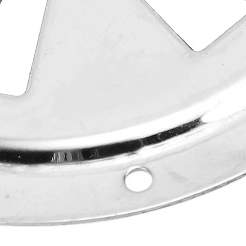 Close-up of a stainless steel 4-inch marine-grade vent grille ring for boats, showing rivet detail