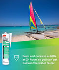 Marine Adhesive Sealant Fast Cure 4200 Semi Permanent Flexible Sealant For Boats And RVs White cartridge on beach