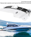 Front view of a 316 stainless steel bow anchor roller bracket for yachts, hinged self-launching design