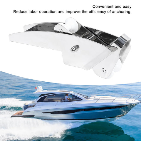 Front view of a 316 stainless steel bow anchor roller bracket for yachts, hinged self-launching design
