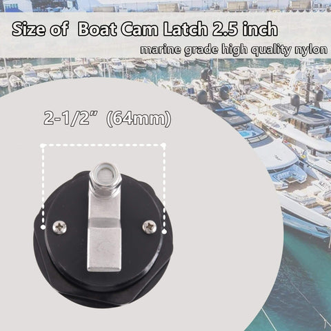Durable marine cam latch with nylon body and 316 stainless steel cam bars for 2.5 inch hole on boats, top view