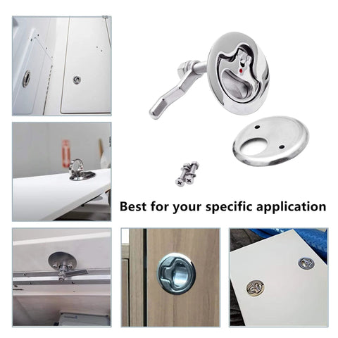 Boat Cam Latch Marine Grade 316 Stainless Steel Flush Pull Hatch Lift With Adjustable Locking Arm Height Back Plate And Included Installation Screws for Secure Marine Hatch Access