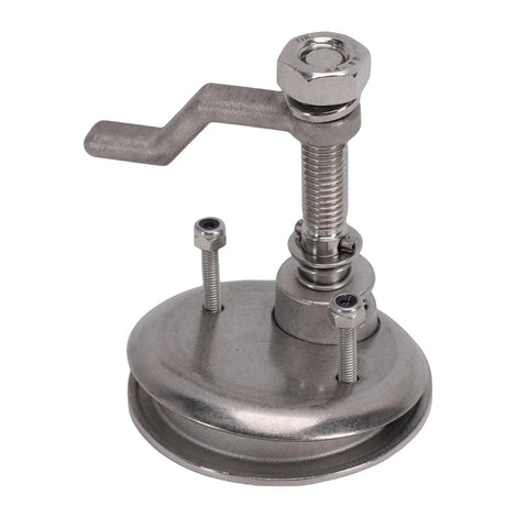 Front view of Jiawu boat cam latch, 316 stainless steel, adjustable 1.25–2.75 in, flush-mount with back plate and red dot