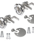 Two Piece marine cam latch set in 316 stainless steel with two keys and straight plus offset arms for secure boat hatch closures